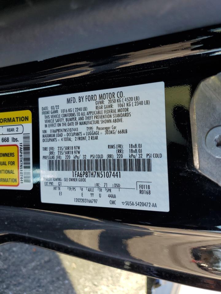 2022 FORD MUSTANG VIN:1FA6P8TH7N5107441