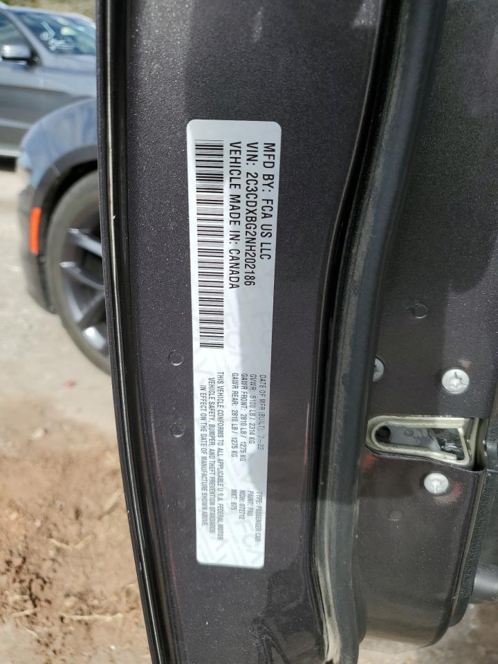 2022 DODGE CHARGER SXT VIN:2C3CDXBG2NH202186