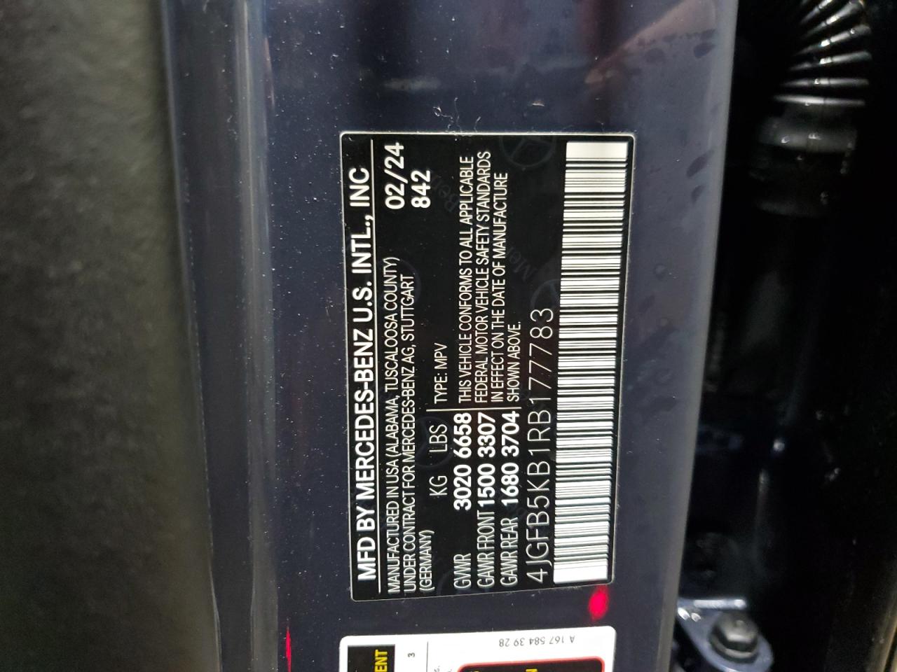 2024 MERCEDES-BENZ GLE 450 4MATIC VIN:4JGFB5KB1RB177783