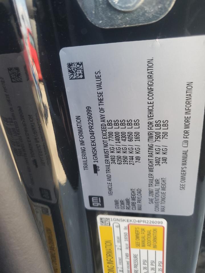 2023 CHEVROLET SUBURBAN K1500 RST VIN:1GNSKEKD4PR226099