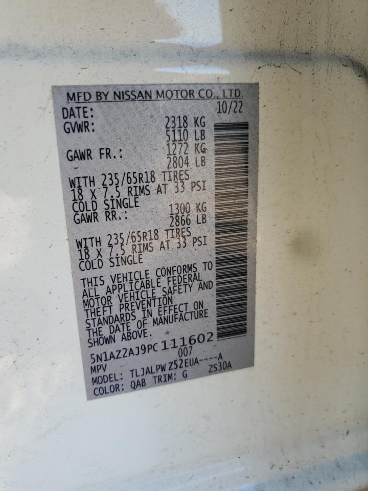 2023 NISSAN MURANO S VIN:5N1AZ2AJ9PC111602