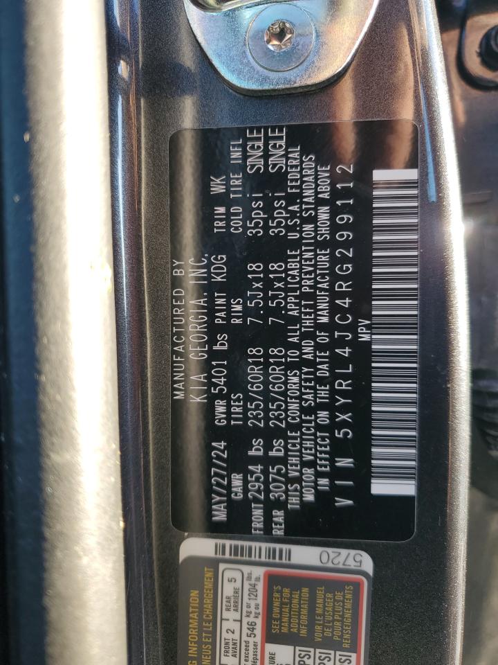 2024 KIA SORENTO S VIN:5XYRL4JC4RG299112