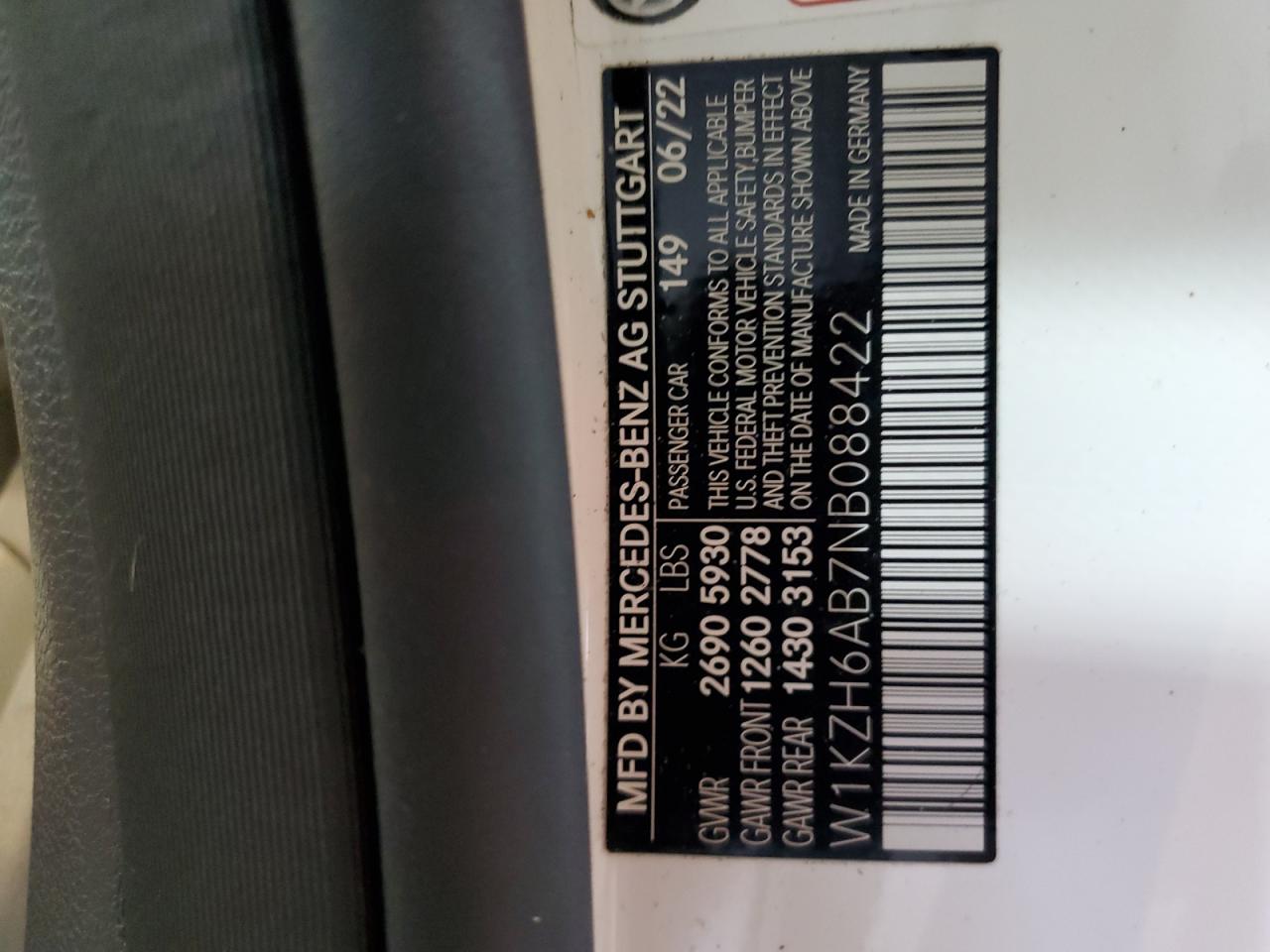 2022 MERCEDES-BENZ E 450 4M ALL TERRAIN VIN:W1KZH6AB7NB088422