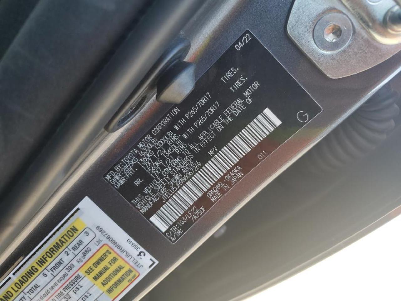 2022 TOYOTA 4RUNNER SR5 PREMIUM VIN:JTELU5JR9N6067269
