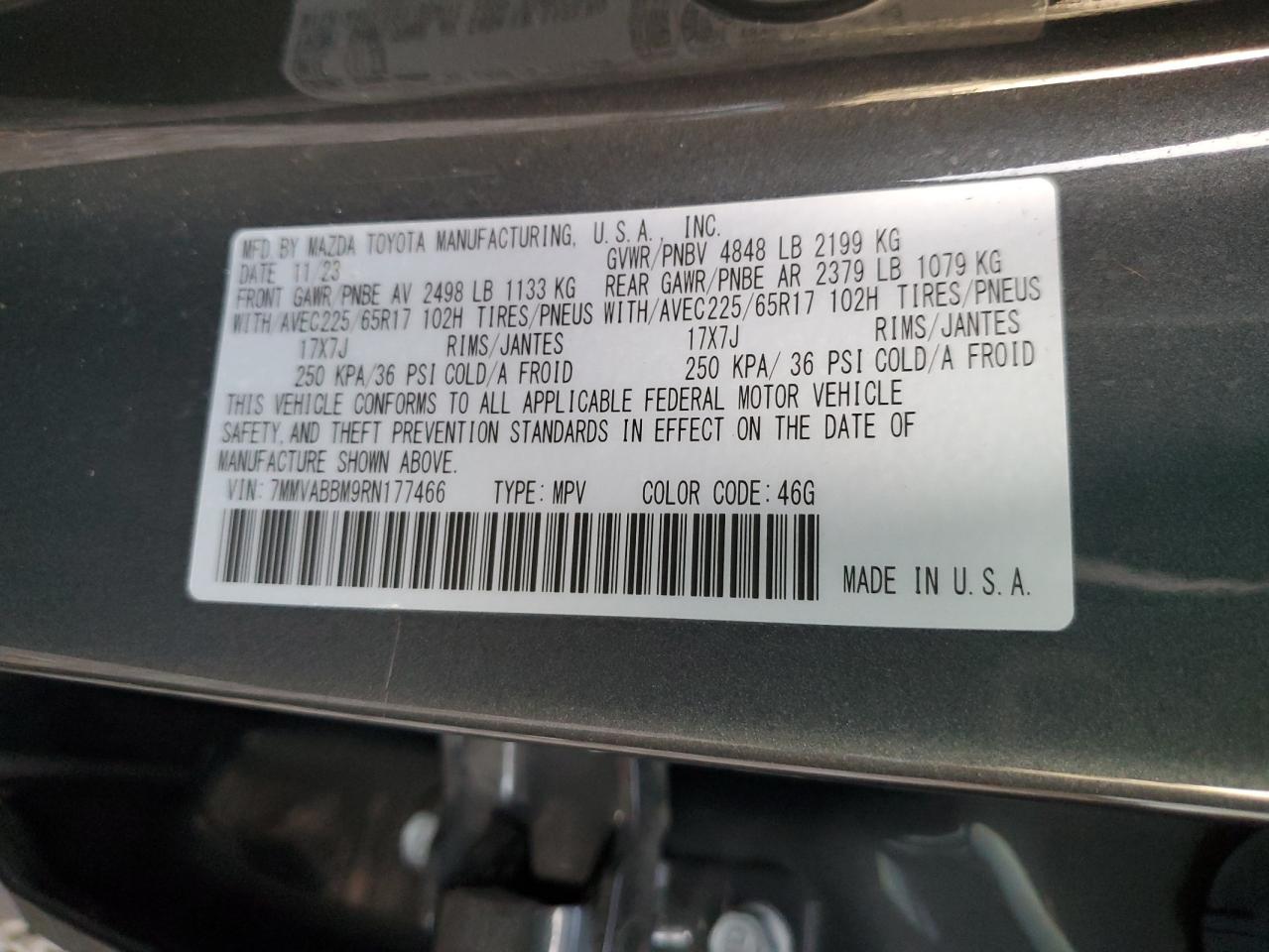 2024 MAZDA CX-50 PREFERRED VIN:7MMVABBM9RN177466