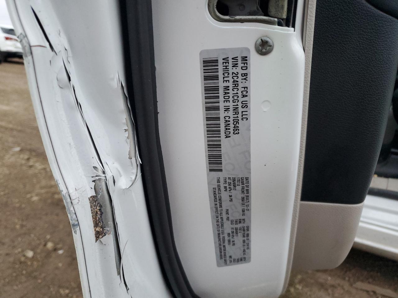 2022 CHRYSLER VOYAGER LX VIN:2C4RC1CG1NR105463
