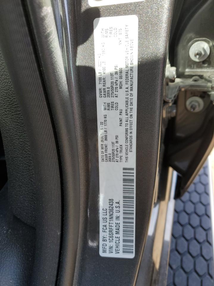 2022 RAM 1500 BIG HORN/LONE STAR VIN:1C6SRFFT1NN362438