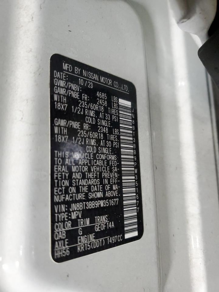 2023 NISSAN ROGUE SV VIN:JN8BT3BB9PW351677