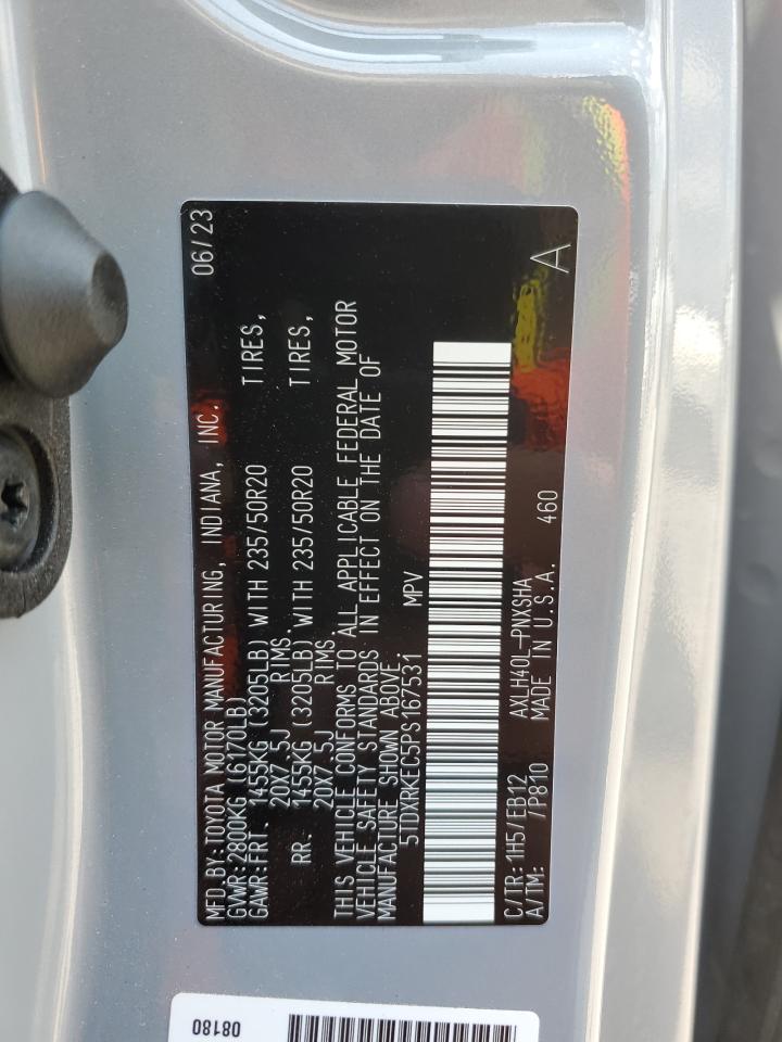 2023 TOYOTA SIENNA XSE VIN:5TDXRKEC5PS167531