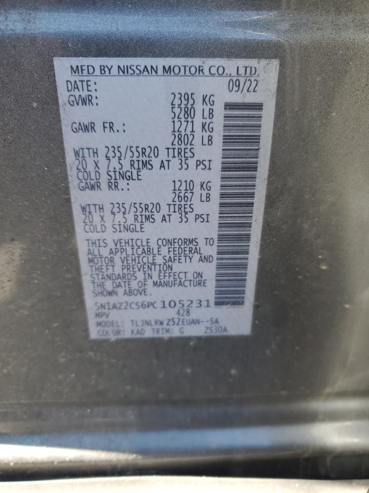 2023 NISSAN MURANO SL VIN:5N1AZ2CS6PC105231