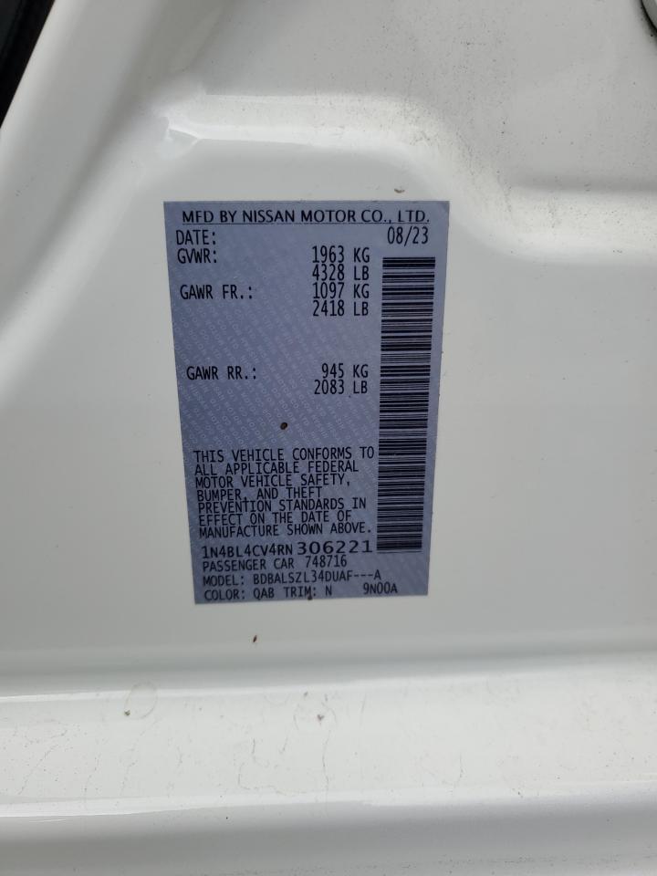 2024 NISSAN ALTIMA SR VIN:1N4BL4CV4RN306221