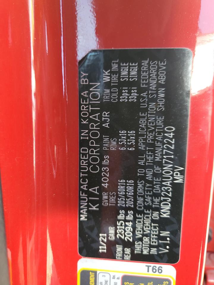2022 KIA SOUL LX VIN:KNDJ23AU0N7172240