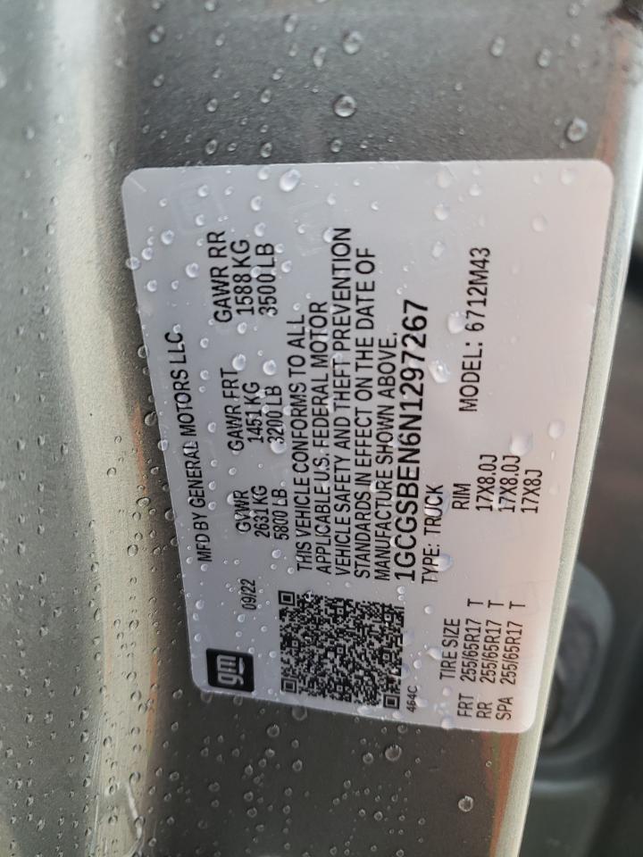 2022 CHEVROLET COLORADO VIN:1GCGSBEN6N1297267