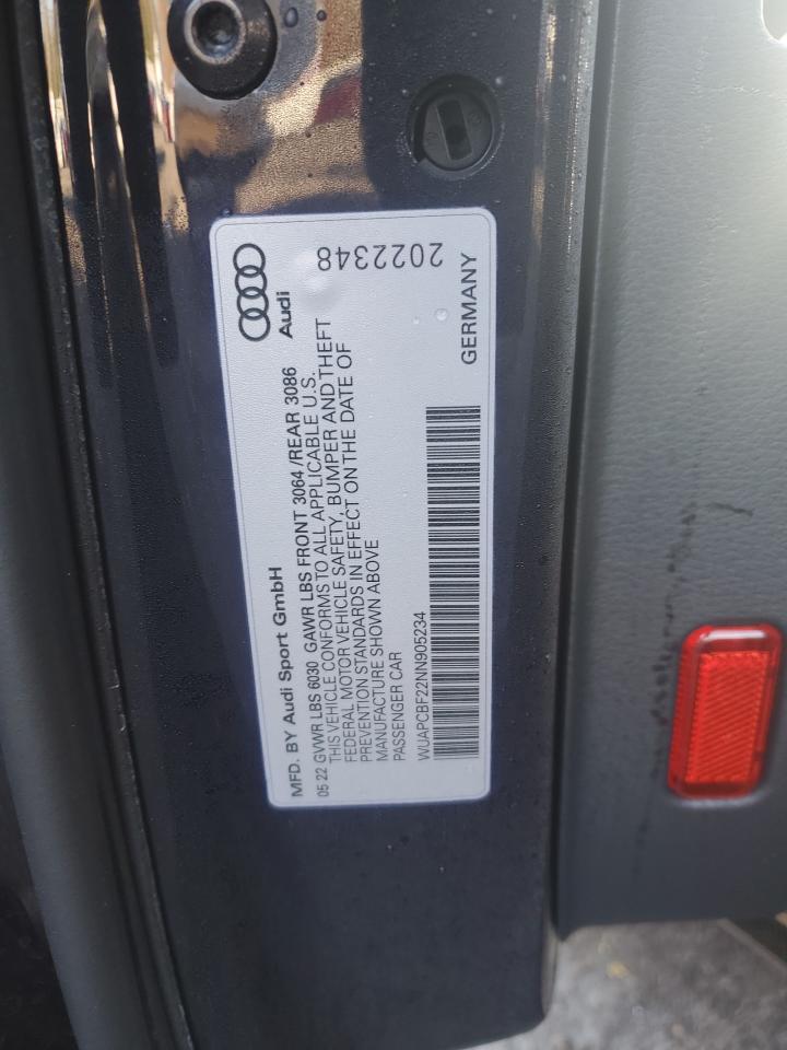 2022 AUDI RS7 VIN:WUAPCBF22NN905234