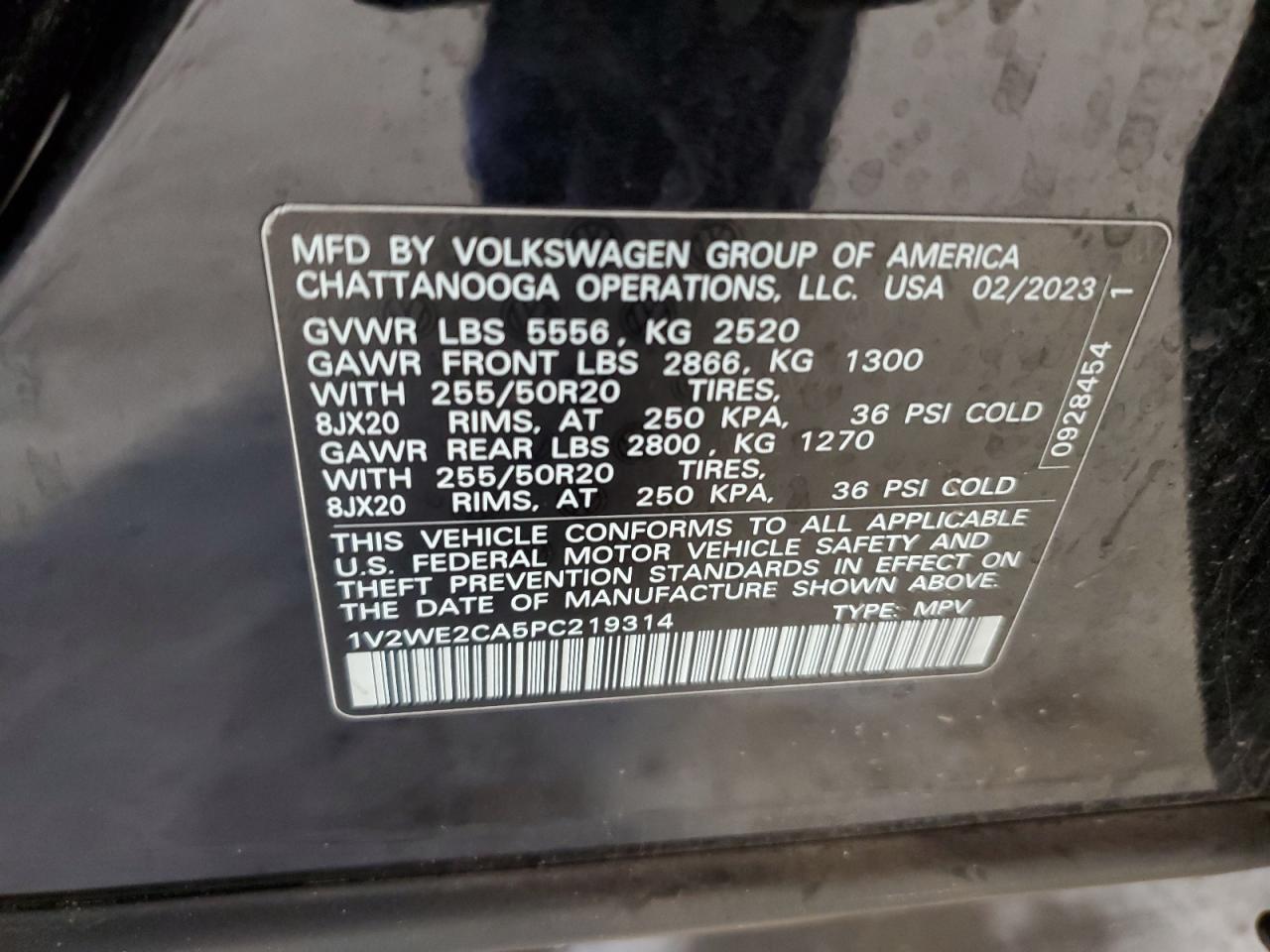 2023 VOLKSWAGEN ATLAS CROSS SPORT SE VIN:KM8JECAE7NU060192