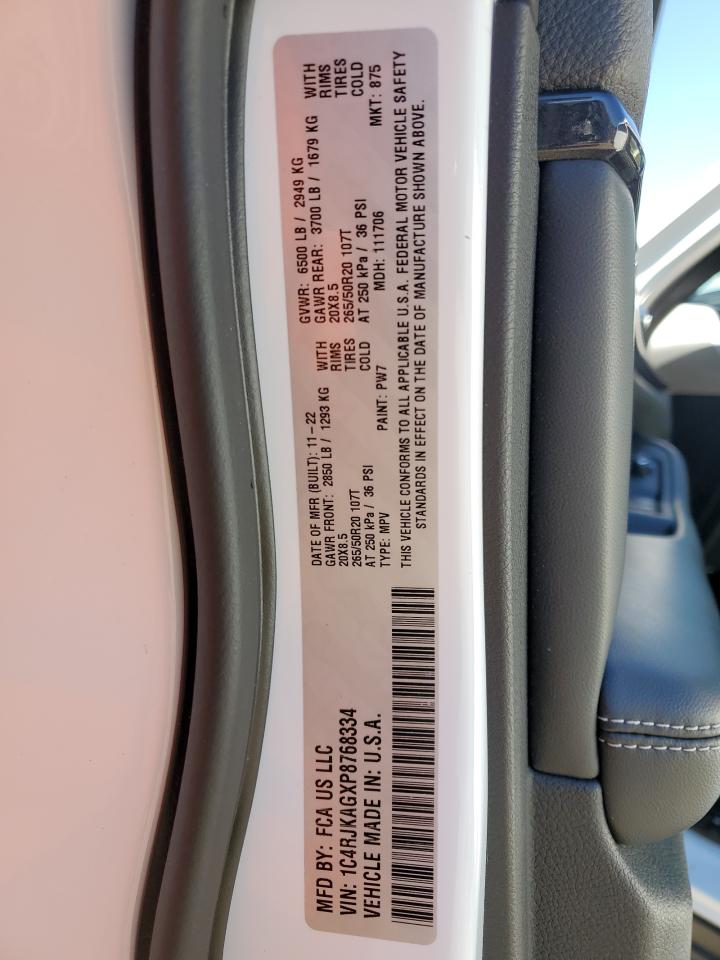 2023 JEEP GRAND CHEROKEE L LAREDO VIN:1C4RJKAGXP8768334