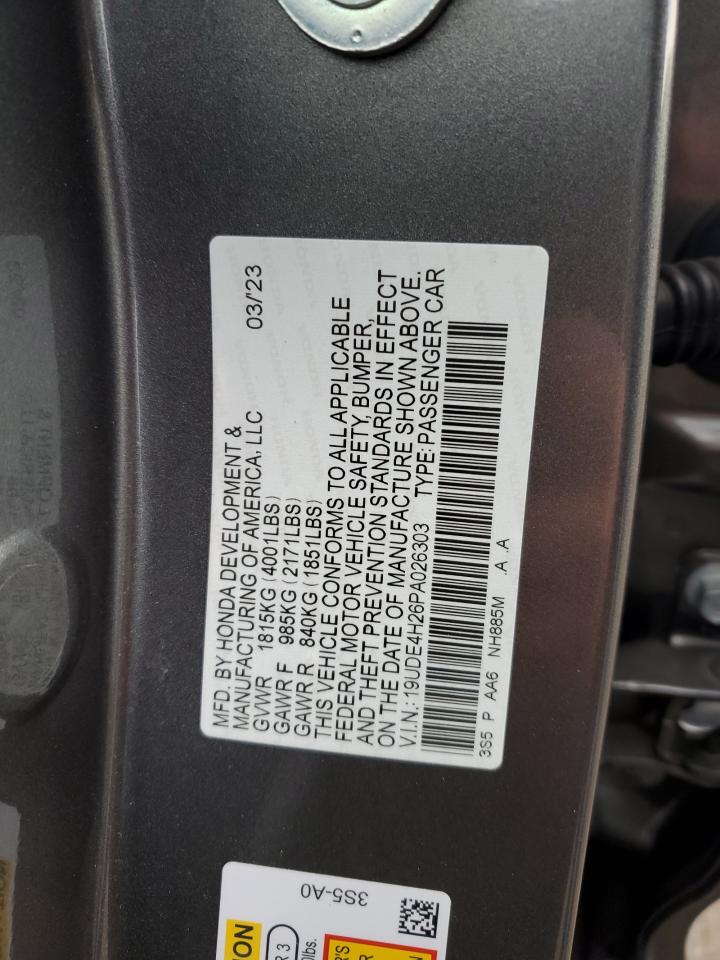 2023 ACURA INTEGRA VIN:19UDE4H26PA026303
