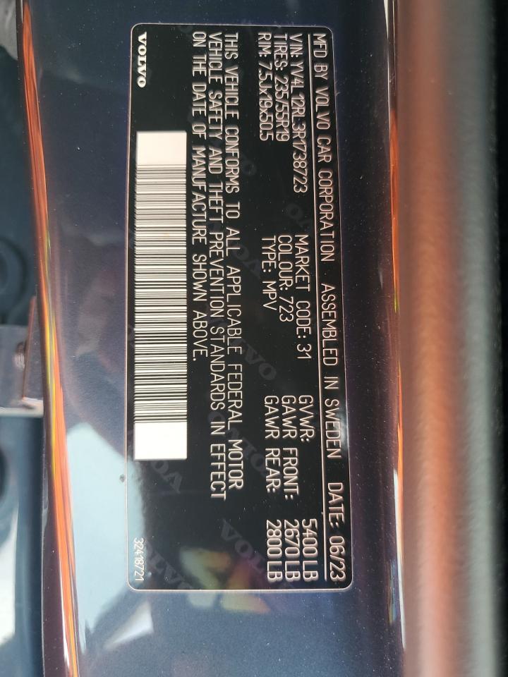 2024 VOLVO XC60 PLUS VIN:YV4L12RL3R1738723