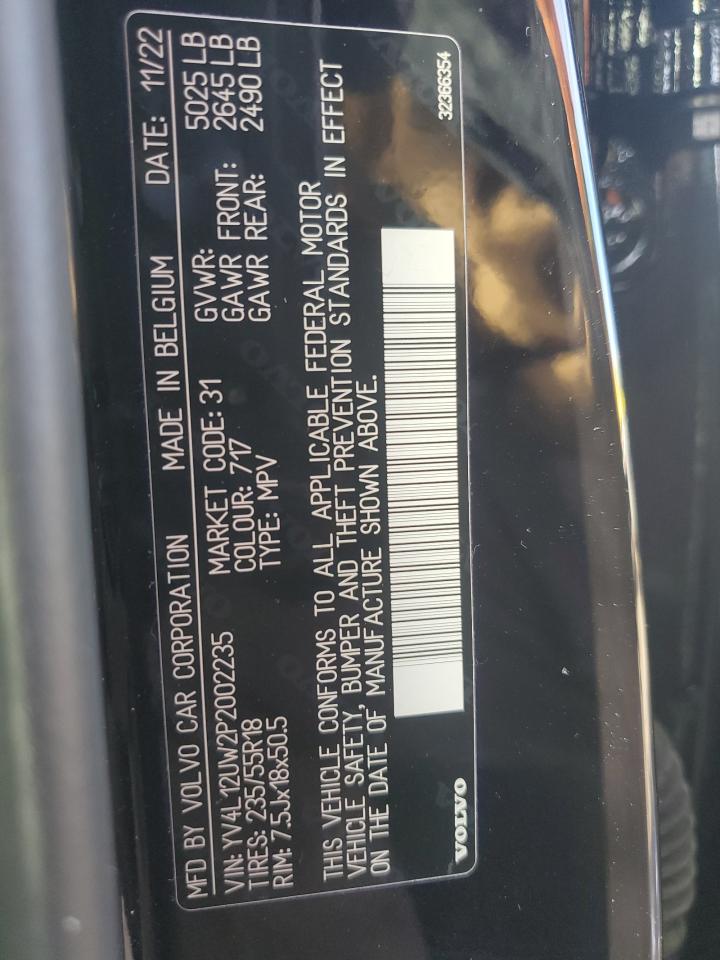 2023 VOLVO XC40 PLUS VIN:YV4L12UW2P2002235