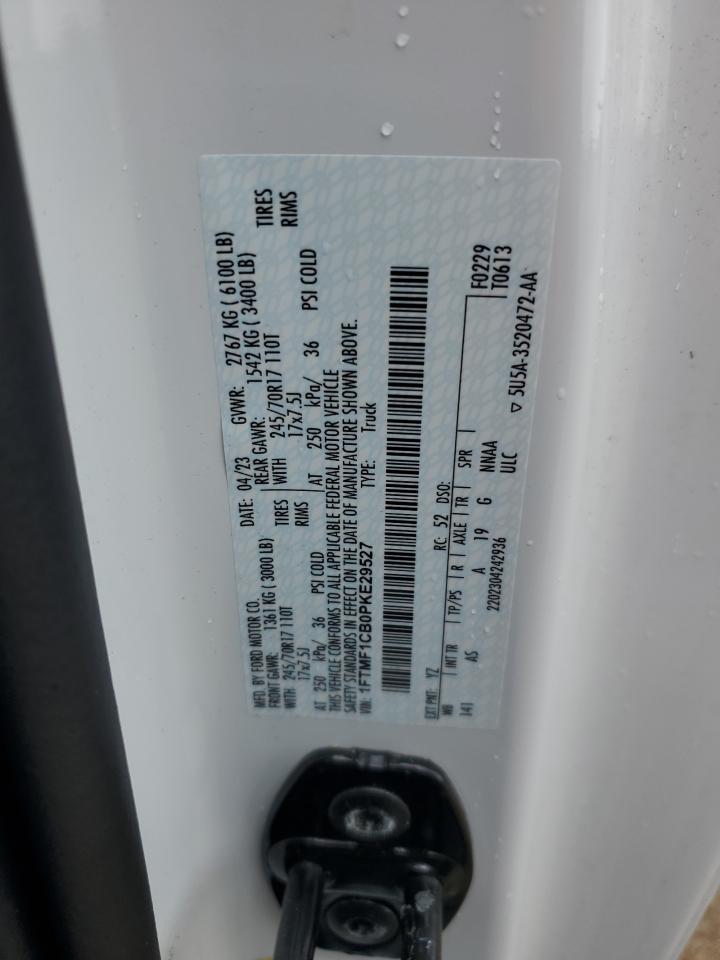 2023 FORD F150 VIN:1FTMF1CB0PKE29527