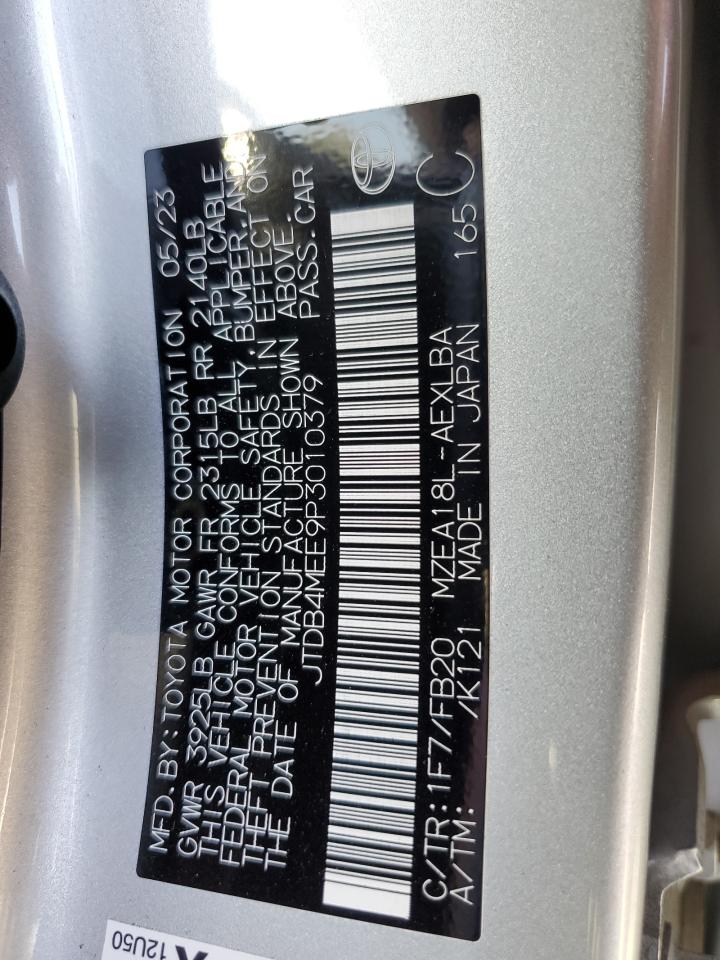 2023 TOYOTA COROLLA LE VIN:JTDB4MEE9P3010379