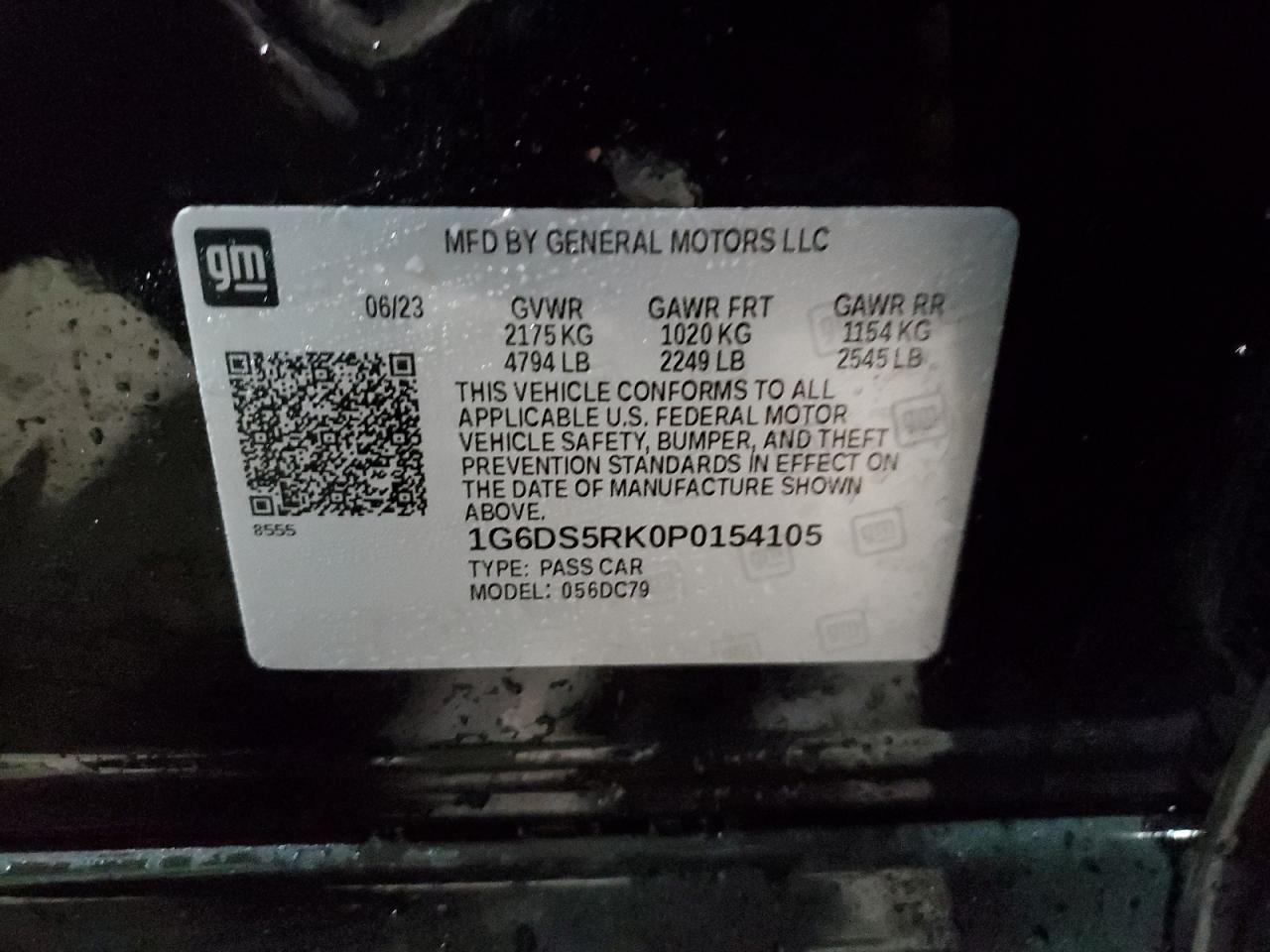 2023 CADILLAC CT5 LUXURY VIN:3FA6P0H77DR331905
