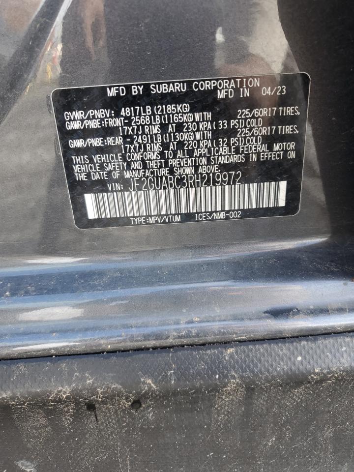 2024 SUBARU CROSSTREK VIN:JF2GUABC3RH219972