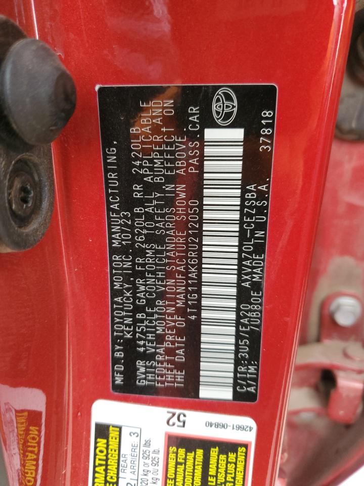 2024 TOYOTA CAMRY SE NIGHT SHADE VIN:4T1G11AK6RU212050