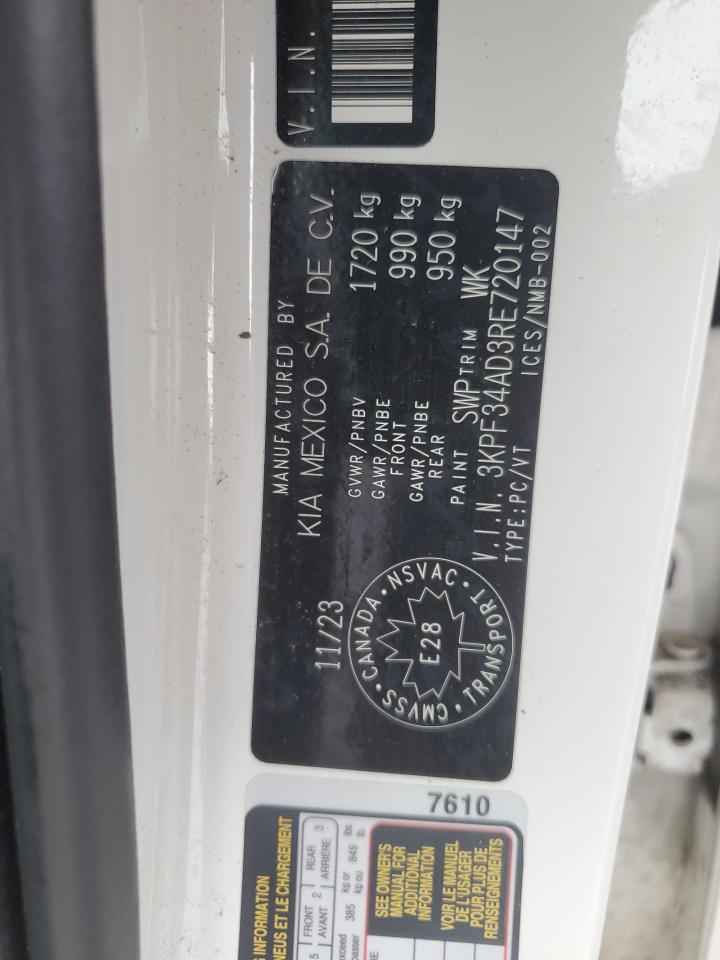 2024 KIA FORTE EX VIN:3KPF34AD3RE720147