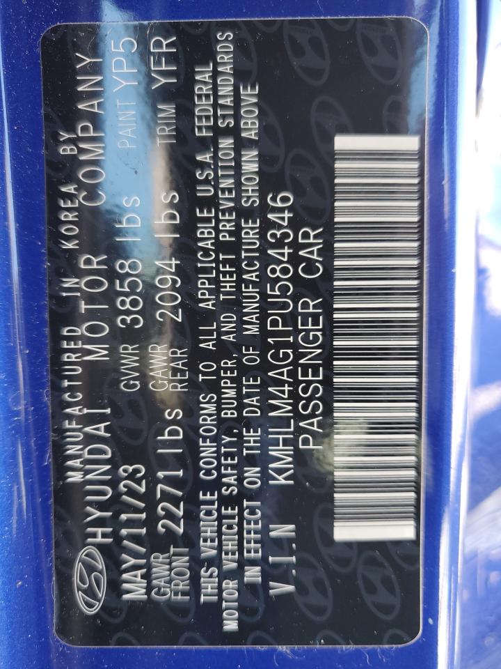 2023 HYUNDAI ELANTRA SEL VIN:KMHLM4AG1PU584346