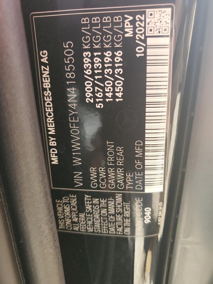 2022 MERCEDES-BENZ METRIS VIN:W1WV0FEY4N4185505