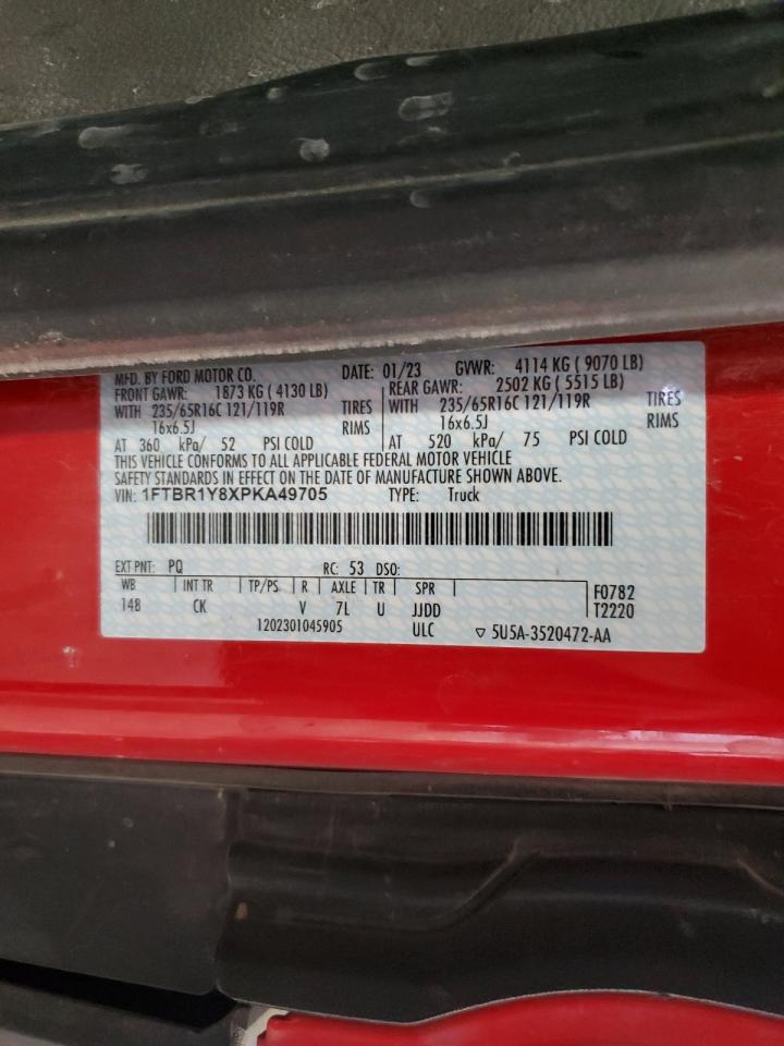 2023 FORD TRANSIT T-250 VIN:1FTBR1Y8XPKA49705