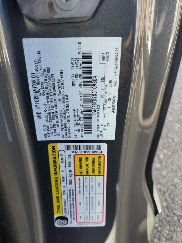 2022 FORD MUSTANG VIN:1FA6P8TD9N5109804