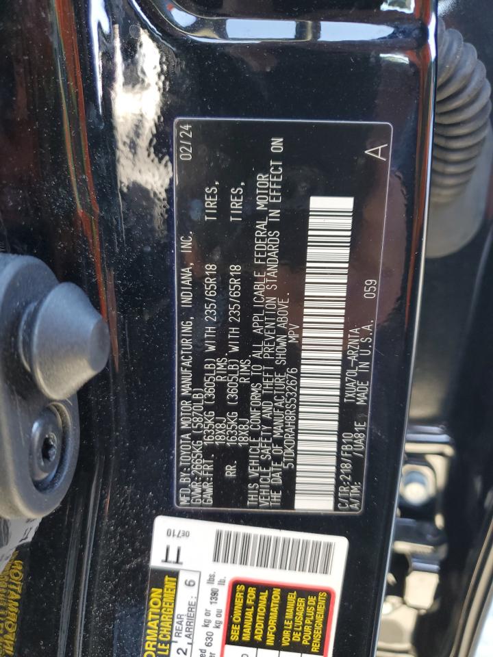 2024 TOYOTA HIGHLANDER LE VIN:5TDKDRAH8RS532676