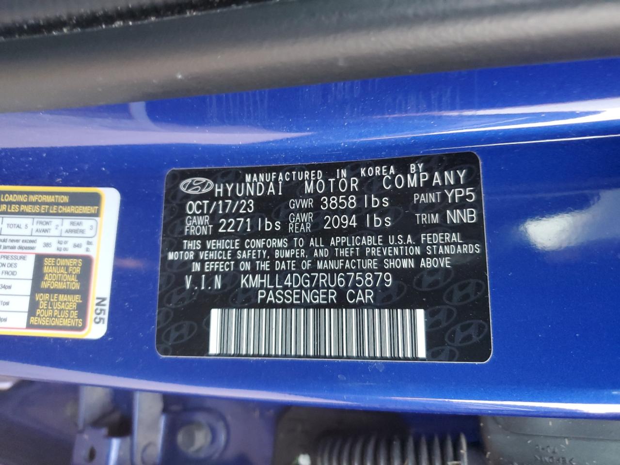 2024 HYUNDAI ELANTRA SE VIN:KMHLL4DG7RU675879