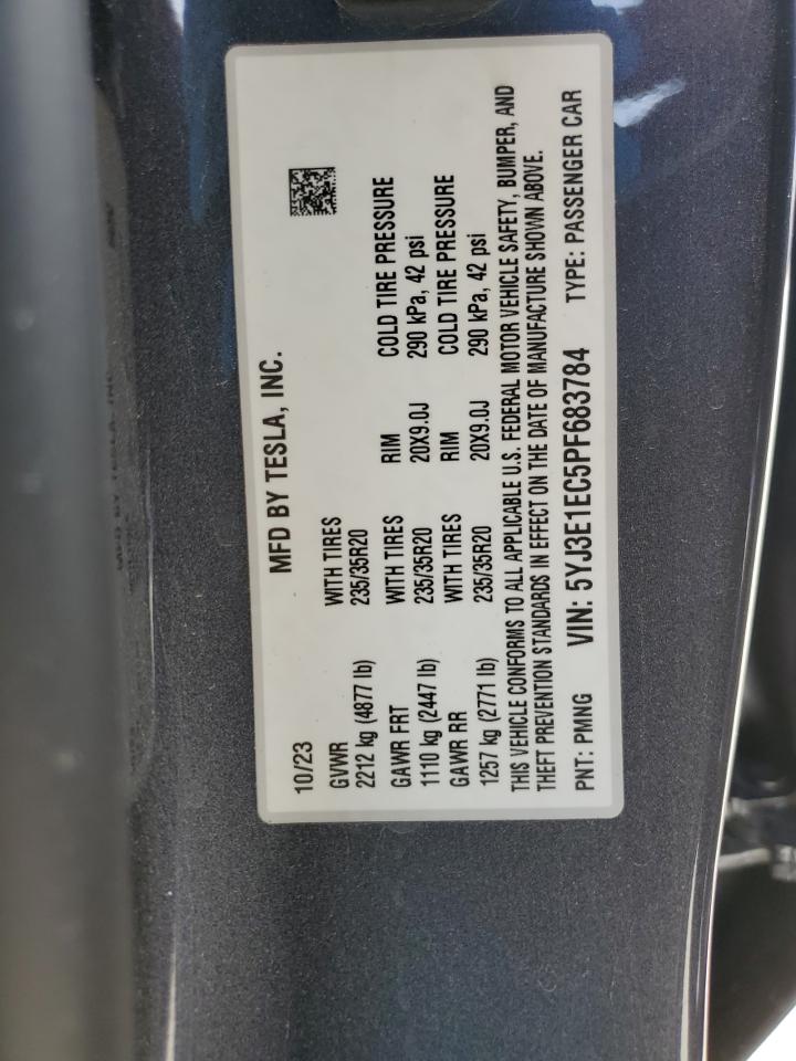 2023 TESLA MODEL 3 VIN:5YJ3E1EC5PF683784