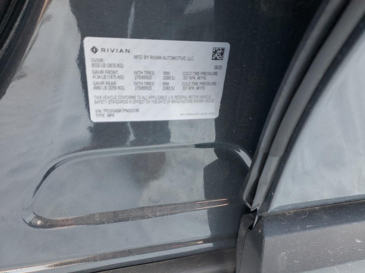 2023 RIVIAN R1S ADVENTURE VIN:7PDSGABA7PN020185