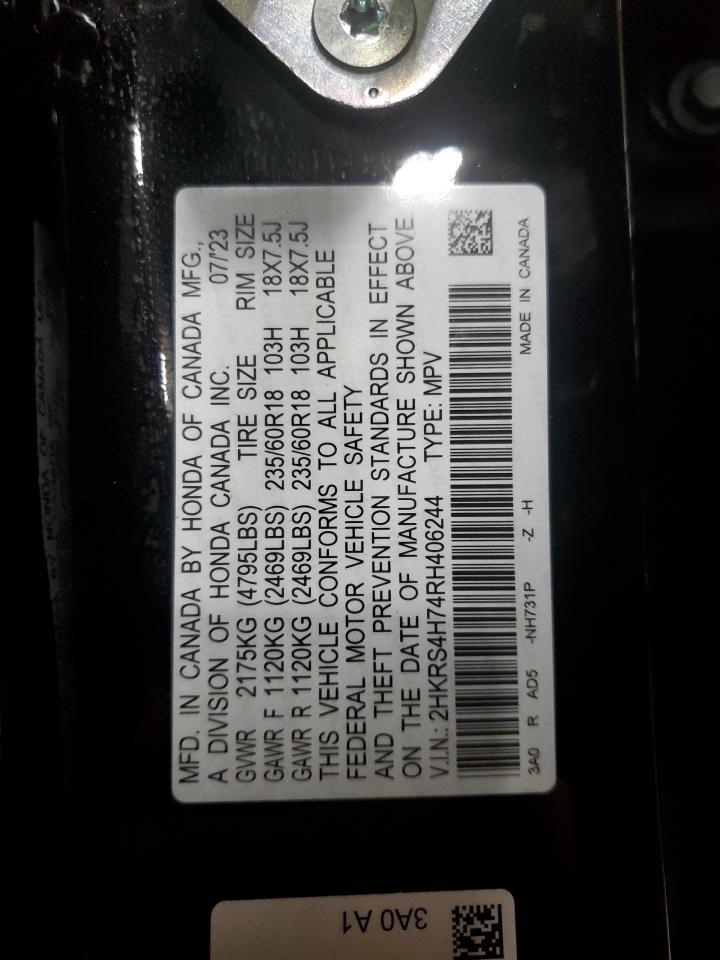 2024 HONDA CR-V EXL VIN:2HKRS4H74RH406244