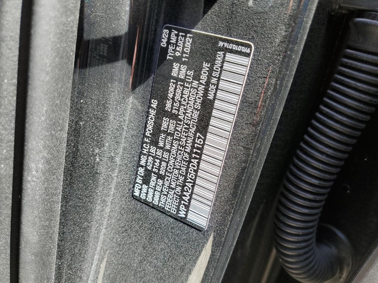 2023 PORSCHE CAYENNE BASE VIN:WP1AA2AY5PDA11157