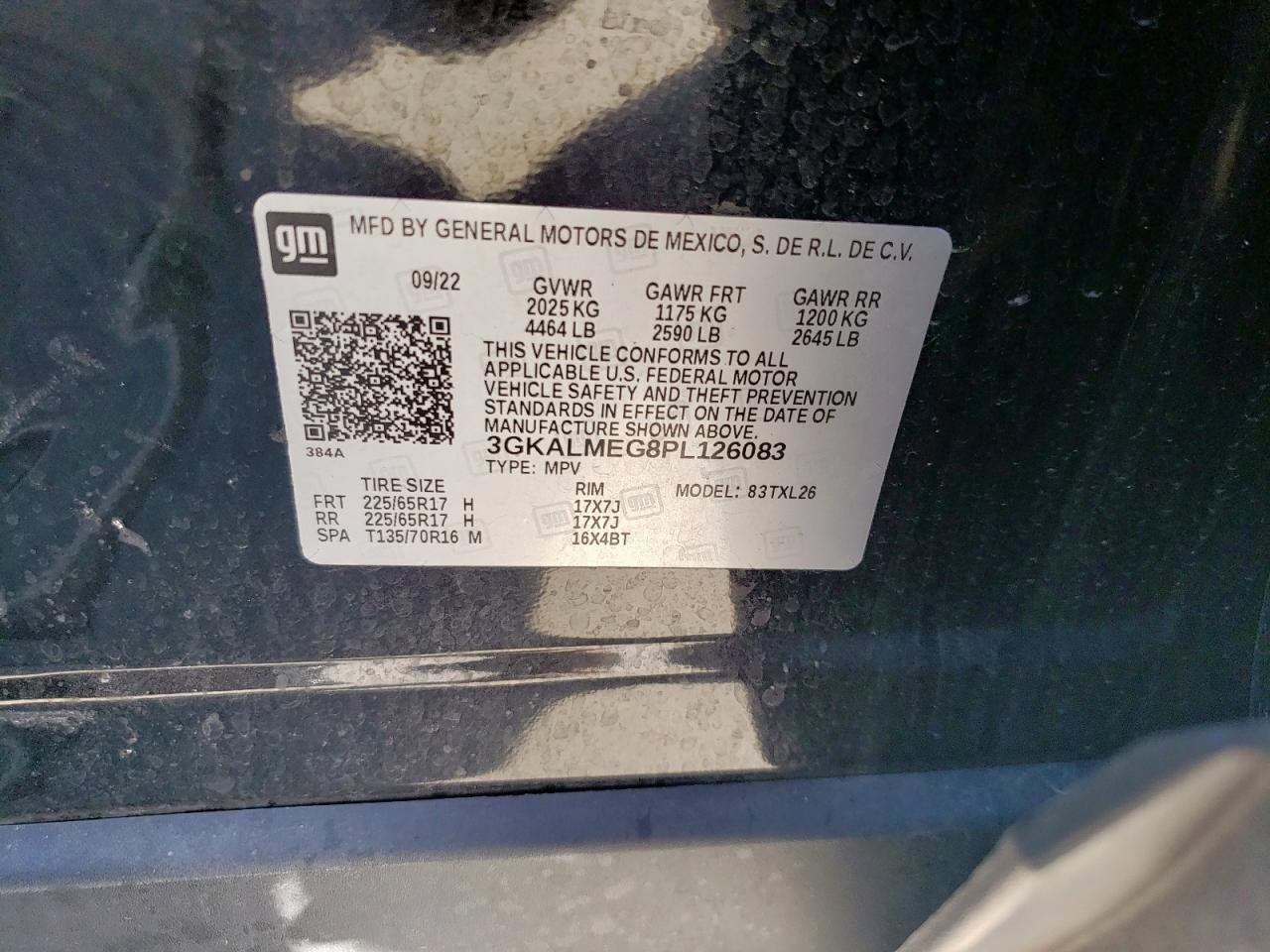 2023 GMC TERRAIN SLE VIN:3GKALMEG8PL126083