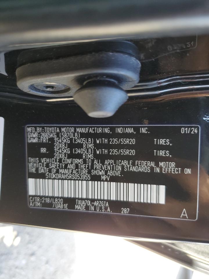 2024 TOYOTA HIGHLANDER LE VIN:5TDKDRAH5RS053955