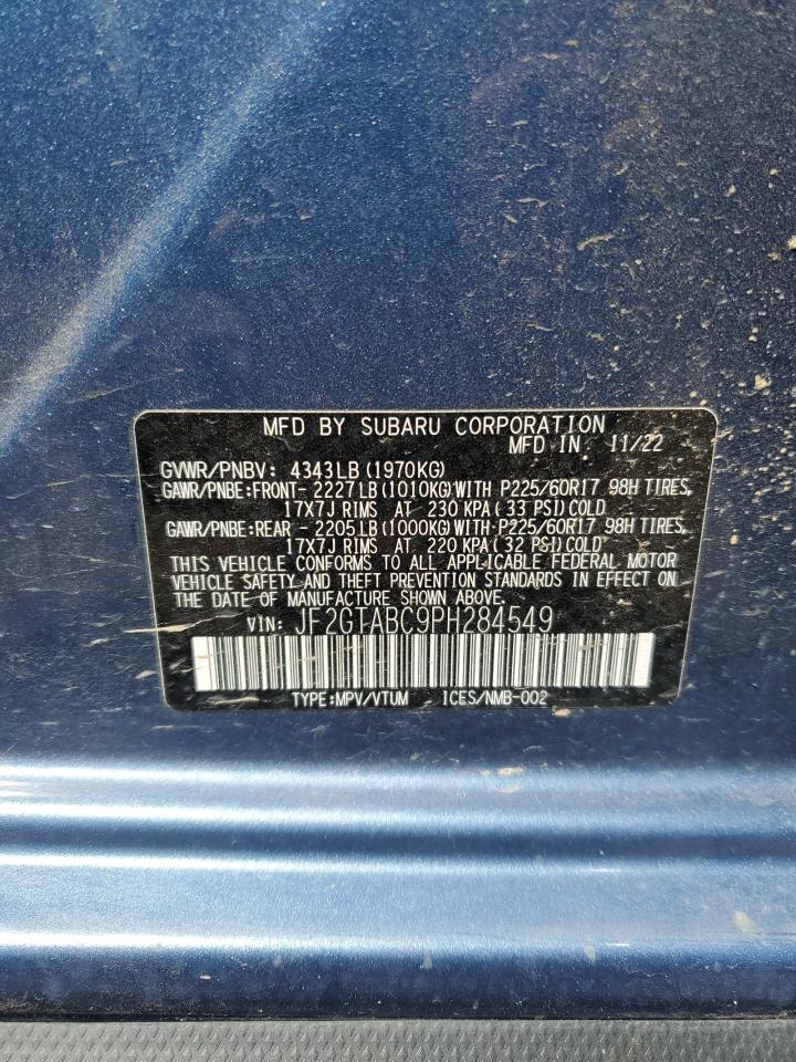2023 SUBARU CROSSTREK VIN:JF2GTABC9PH284549