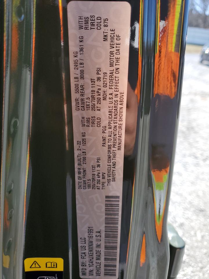 2022 JEEP WRANGLER UNLIMITED SAHARA VIN:1C4HJXENXNW161991