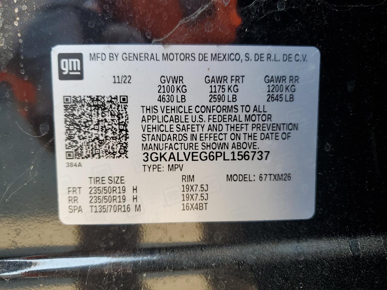 2023 GMC TERRAIN SLT VIN:3GKALVEG6PL156737