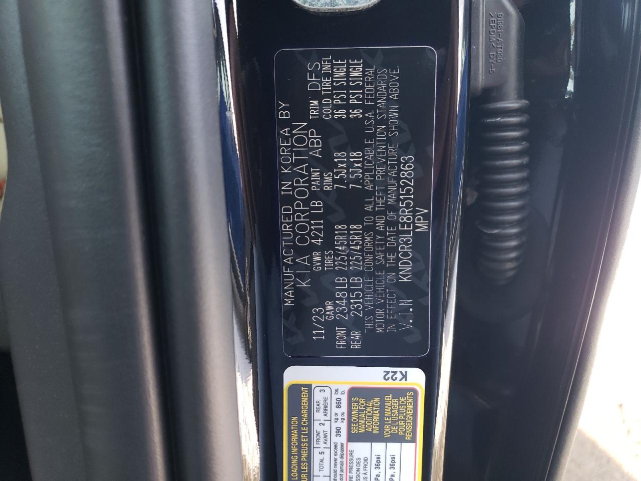 2024 KIA NIRO EX VIN:KNDCR3LE8R5152863