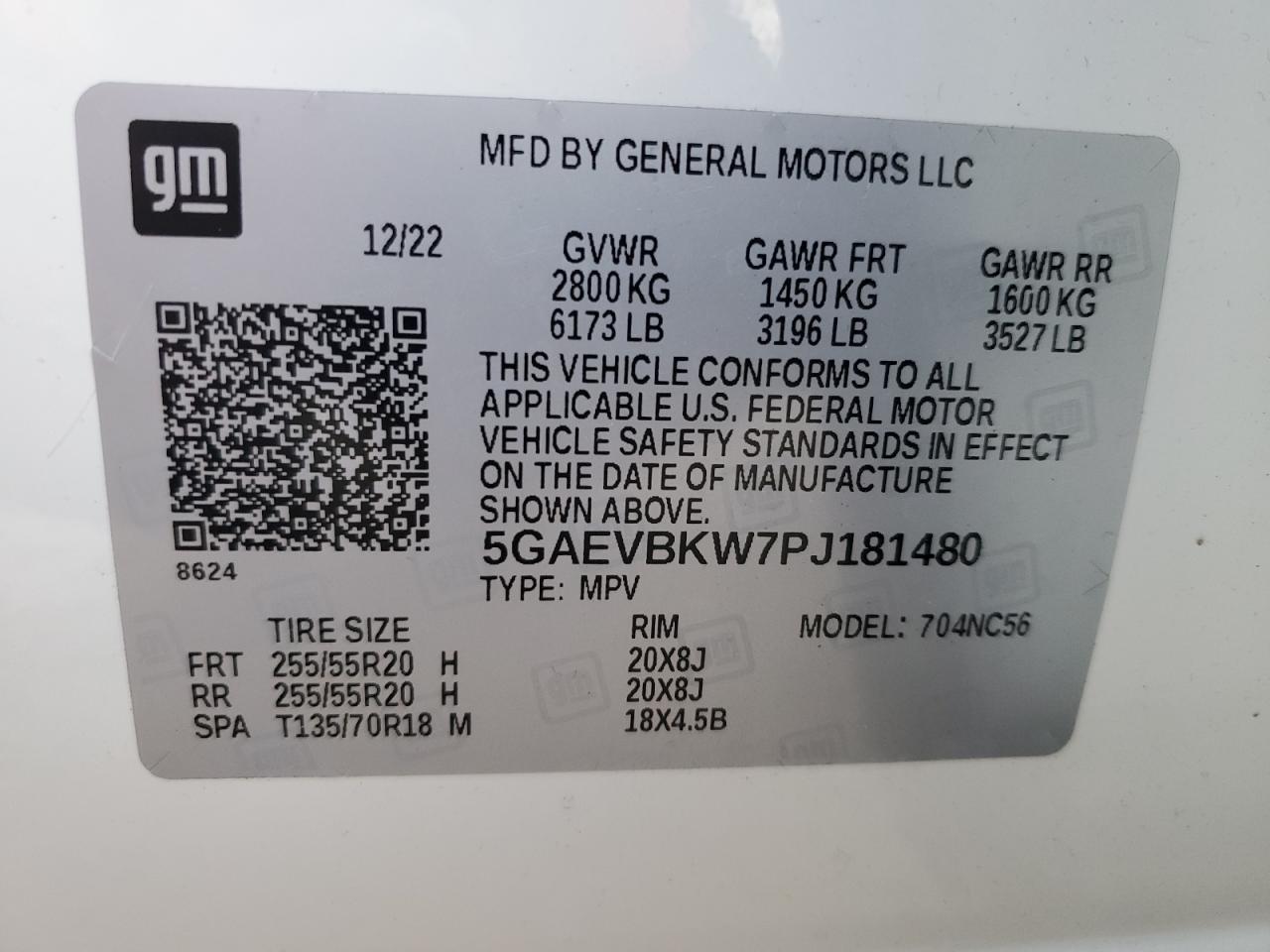 2023 BUICK ENCLAVE PREMIUM VIN:5GAEVBKW7PJ181480