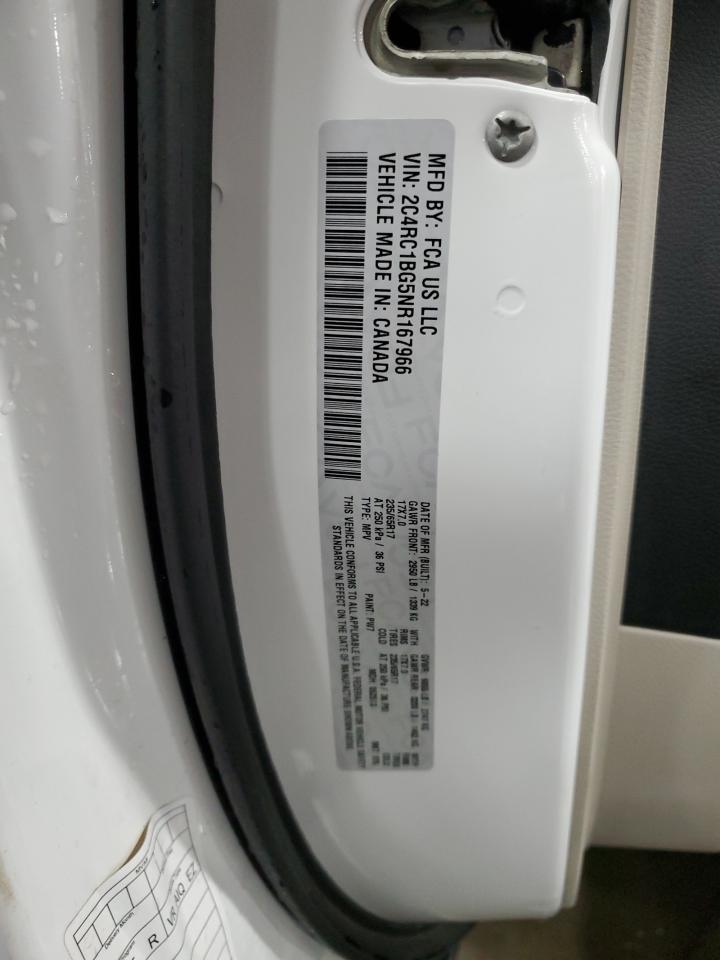 2022 CHRYSLER PACIFICA TOURING L VIN:2C4RC1BG5NR167966