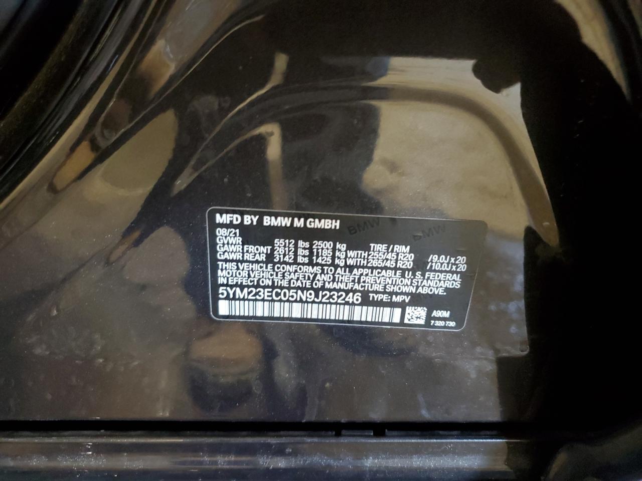 2022 BMW X4 M VIN:5YM23EC05N9J23246