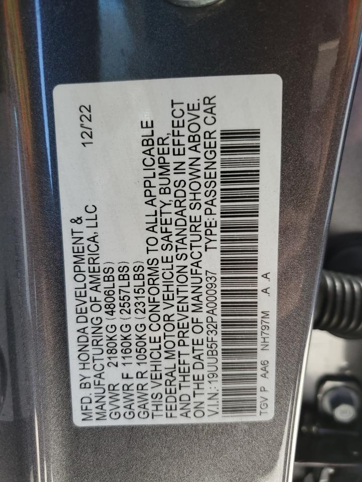 2023 ACURA TLX VIN:19UUB5F32PA000937