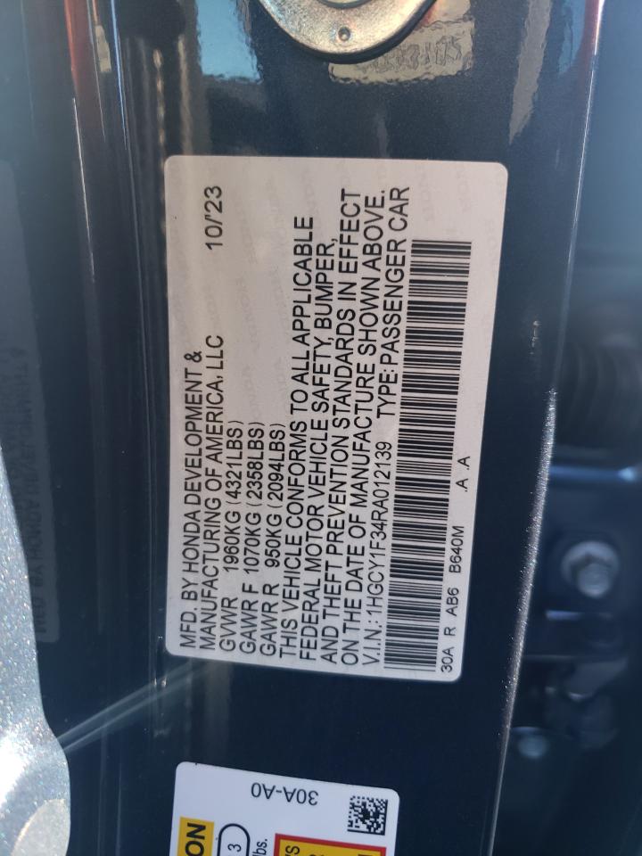 2024 HONDA ACCORD EX VIN:1HGCY1F34RA012139